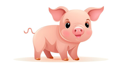 Colorful cartoon vector illustration of a cute pig, perfect for nature and fauna themes