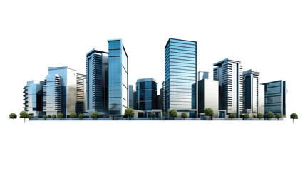 Modern business office buildings on white background