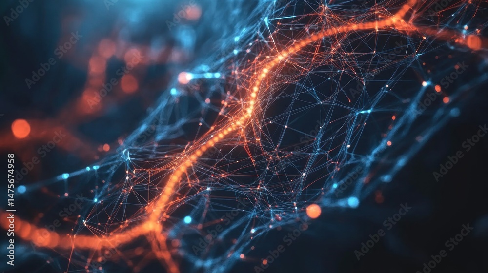 Poster abstract network of interconnected points and lines