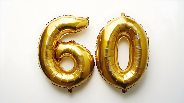 Golden 60th birthday balloons, celebration