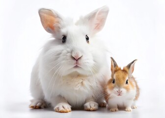 Obraz premium Adorable Rabbit and Hamster Posing Together: Cute Pet Photo
