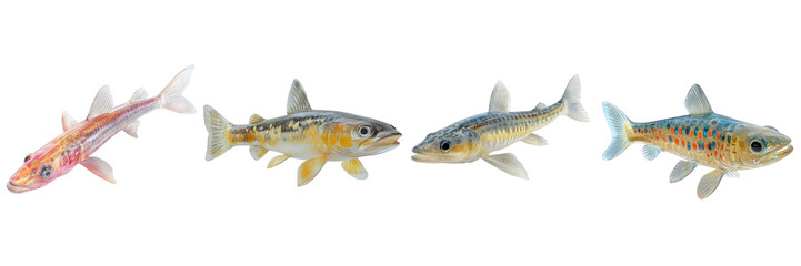 Fototapeta premium set 3d pike fish isolated on transparent png