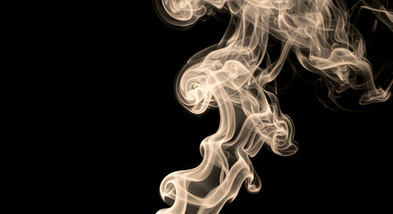Abstract Smoke Curves Rising Seamlessly Against a Dark Black Background