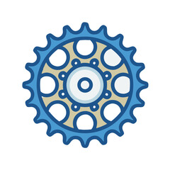 Blue Sprocket Gear Illustration on Black Background Artwork