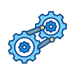 Blue Gears Interlocking Mechanism on Black Background Illustration