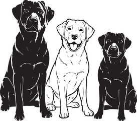 Obraz premium Loyal Dog Sitting SilhouettePlayful Puppy Running VectorDog with Paw Up Silhouette SceneAlert Guard Dog Vector DesignDog and Owner Walking Silhouette