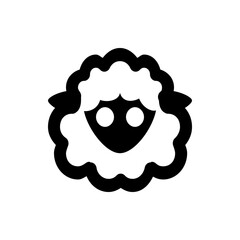 Illustration of a sheep face with white wool and black face in a simplified cartoon style design vector