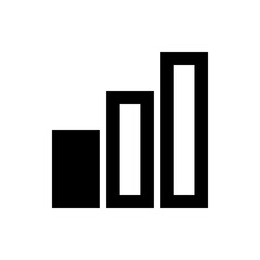 A simple black and white illustration showing three vertical bars of varying heights in a minimalist style