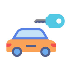 Car and Key Icon on Black Background
