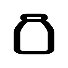 Illustration of a simple black and white bottle with a rounded body and a rectangular stopper shape design