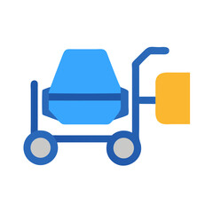 Blue and Yellow Cement Mixer Construction Tool Icon
