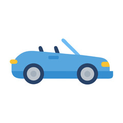 Blue convertible car illustration isolated on black background