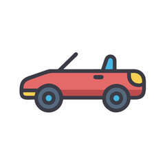 Red convertible car icon design on black background