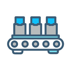 Modern conveyor belt line icon for factory automation