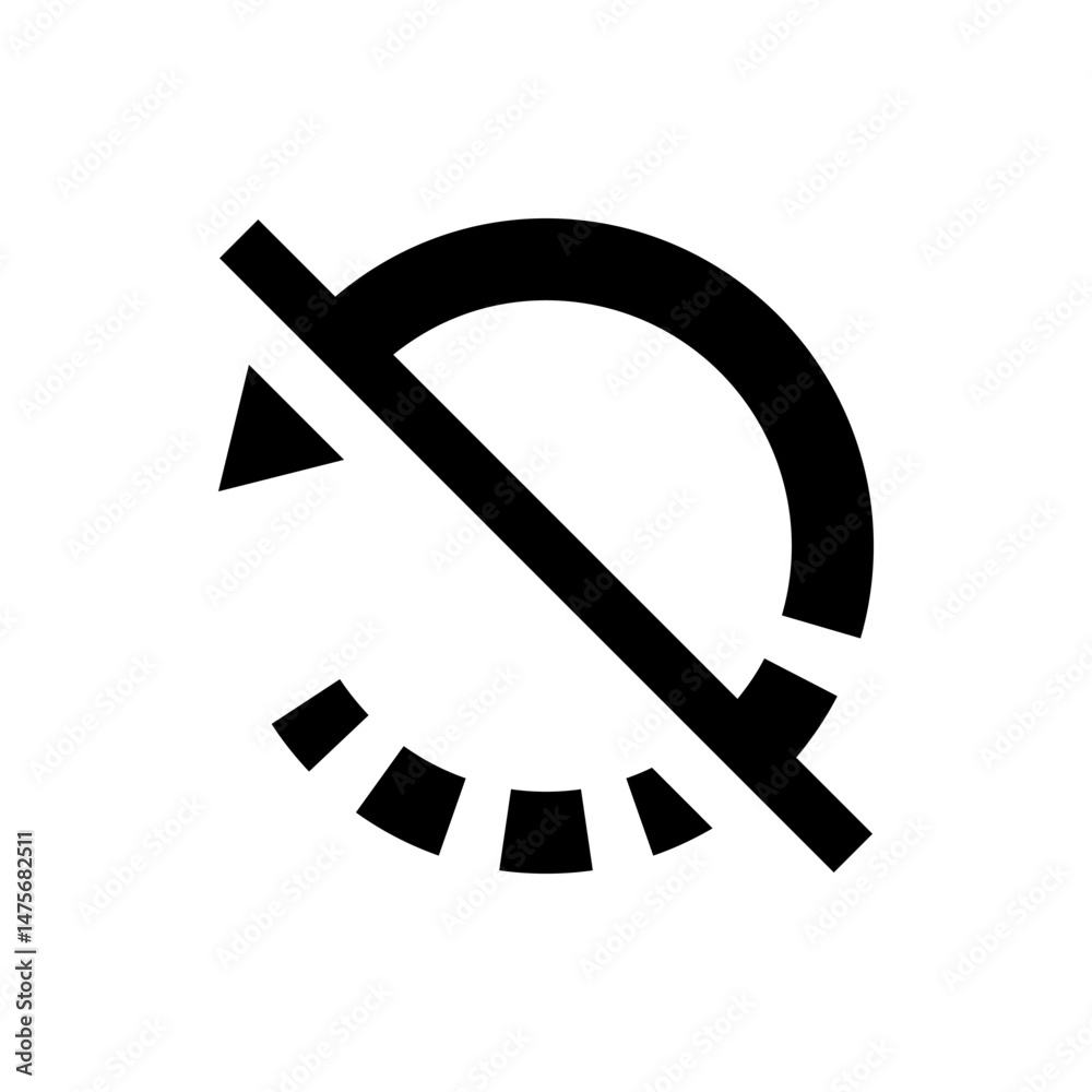 Poster illustration of a circular arrow with a triangle and a line through it on a white background design