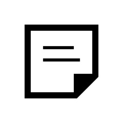 White paper with two horizontal black lines and a folded corner on a black background design element