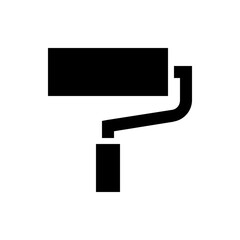 Fototapeta premium A black and white illustration of a paint roller with a rectangular head and a curved handle design element