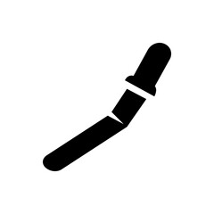 Illustration of a black dropper with a long slender body and a bulb at the top on a white background
