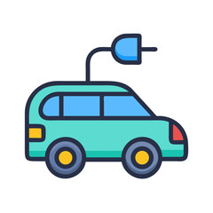 Electric car icon, clean energy, sustainable transportation design