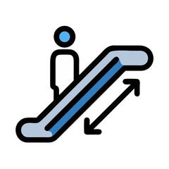 Escalator Icon Illustration in Blue and White