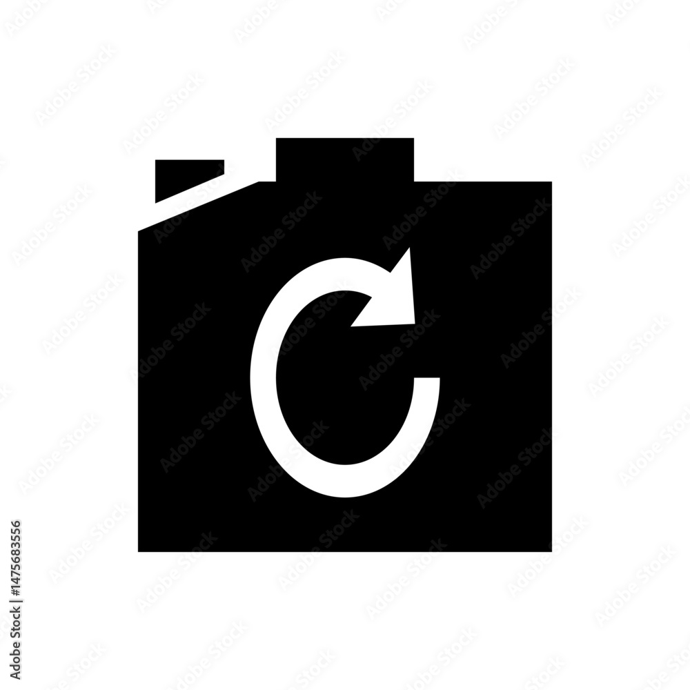 Poster folder icon with a circular arrow indicating synchronization or refresh in a simple black and white 