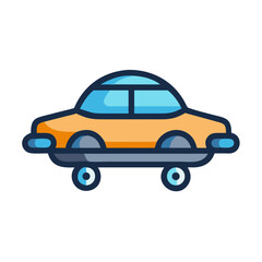 Cartoon car illustration with bold outlines on black