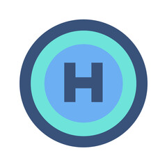 Fototapeta premium Letter H Circular Icon in Blue Color Palette