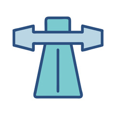 Road with diverging arrows, choice and direction concept