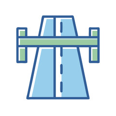 Simple vector graphic of an overhead highway gantry