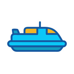 Fototapeta premium Modern Blue Hovercraft Illustration, Flat Design Concept