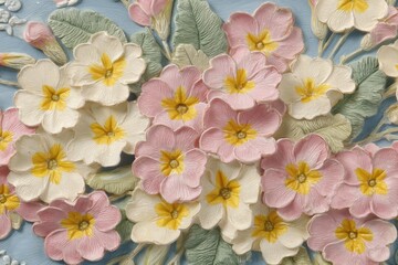 Ornamental floral design in pastel colors.