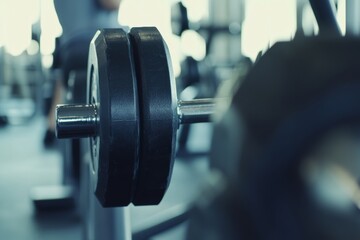 Gym Workout: A person lifting weights in a modern gym, with a focus on strength and determination. power lifting exercise 