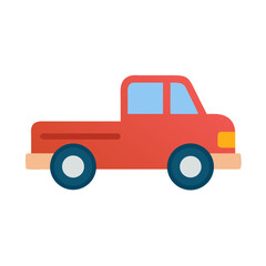 Cartoon Red Pickup Truck on Black Background Illustration