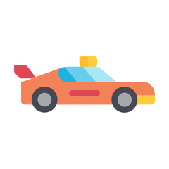 Simple Orange Sports Car Icon with Black Background