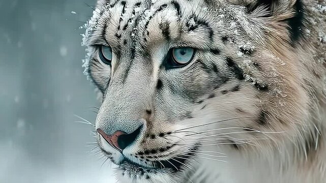 Snow leopard portrait in winter