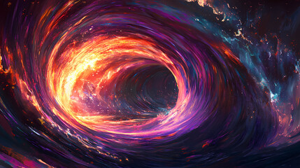 Obraz premium Blazing fast paced motion in a vibrant neon lit digital tunnel of light and energy. [Gravity Shrines] | Pulsevault Delta | surging spin. Illustration