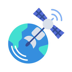 Satellite over Earth illustration, communication and space technology