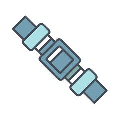Blue and gray seat belt buckle vector illustration