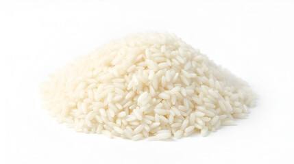 Heap of glutinous rice on white background.