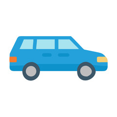 Blue Station Wagon Illustration on Black Background