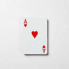Ace of Hearts Playing Card Overhead View Simple Background