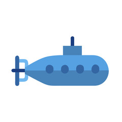 Simple Blue Submarine Icon on a Black Background