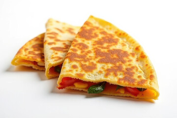 Fototapeta premium Delicious Veggie Quesadilla: Clean Food Photography, Golden Hour Radiance, Minimalist Style