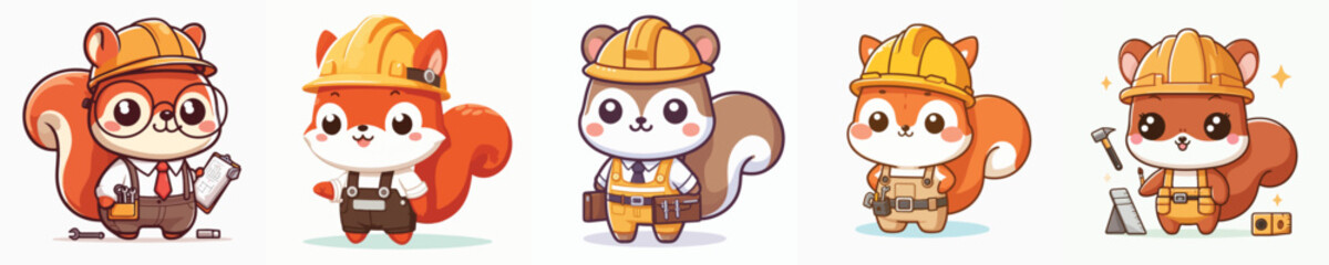 cute squirrel vector in architect costume