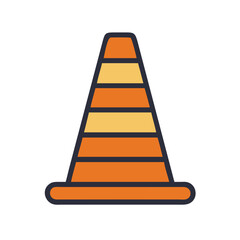 Isolated orange construction cone for road work safety