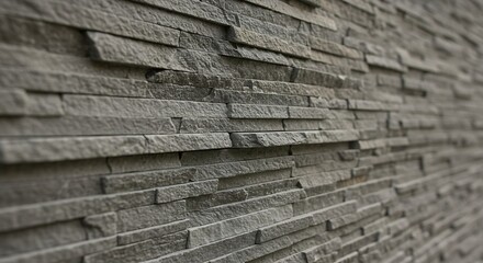 Close up of a gray stone wall with layered textures