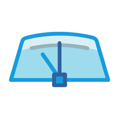 Obraz premium Blue Car Windshield with Wipers on Black Background