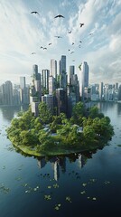 Fototapeta premium Island city sustainable urban environment