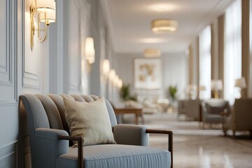 Elegant Living Room Interior with Stylish Armchair and Soft Lighting