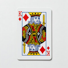 Detailed King of Diamonds Playing Card with Crown and Swords
